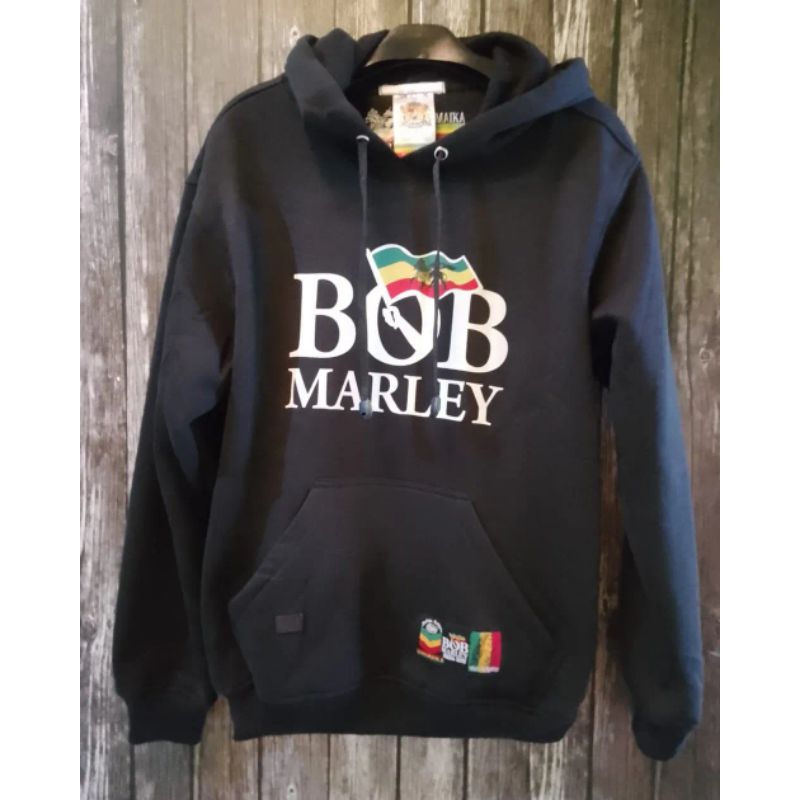 sweater Hoodie Bob Marley hitam