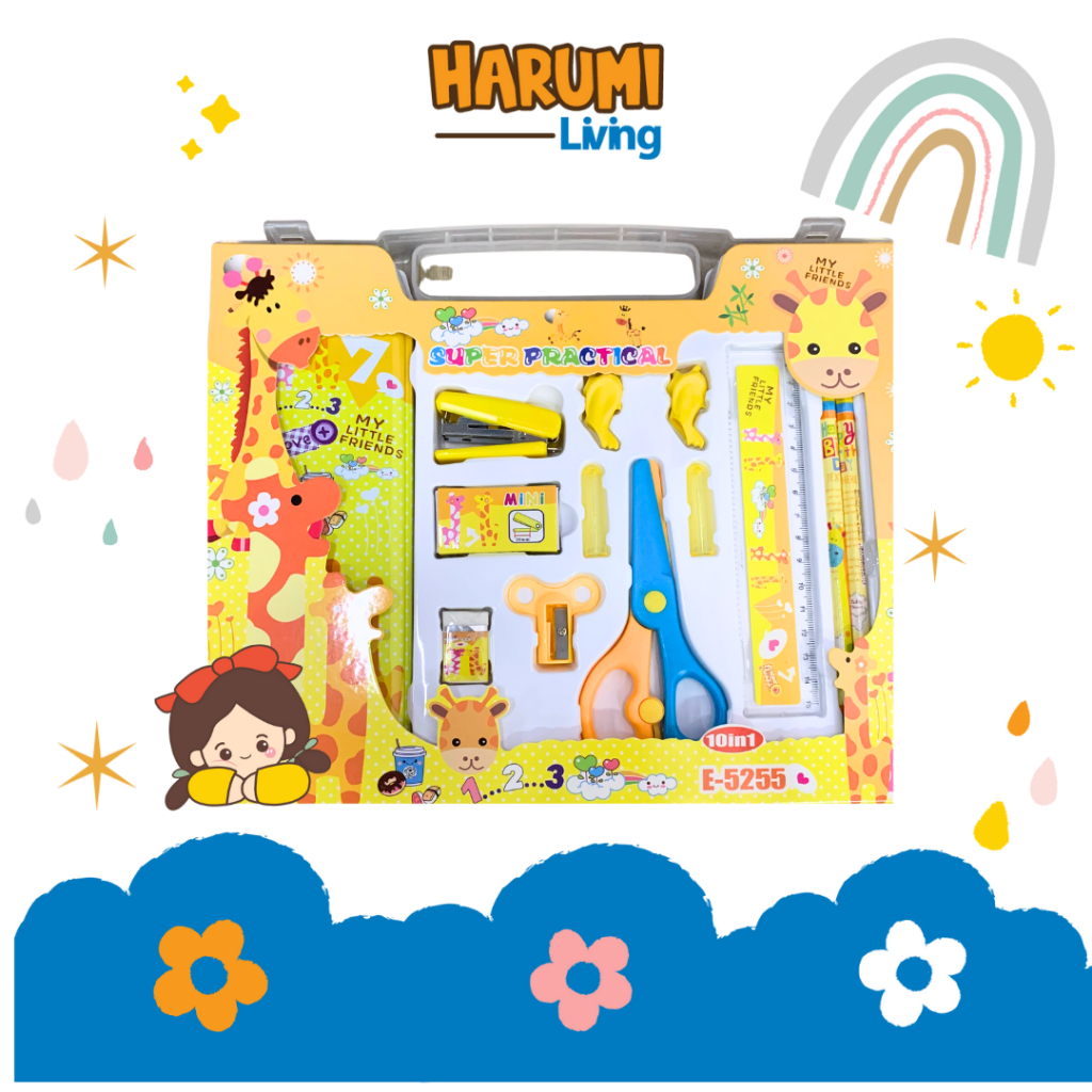 

HARUMI Perlengkapan Alat Tulis Set Stationary Set Alat Tulis Karakter Lucu