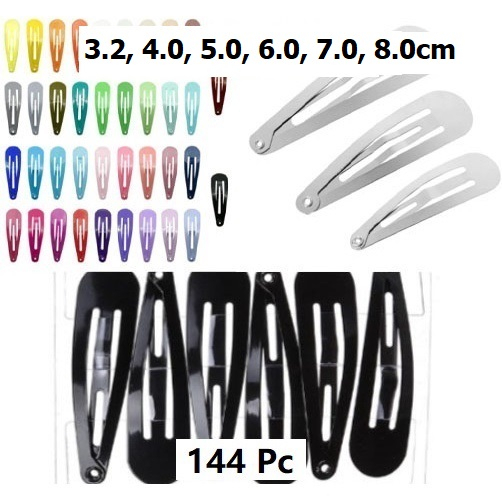 Jepit TikTop Warna Warni, Silver &amp; Hitam Uk 3.2 , 4.0 ,5.0 , 6.0, 7.0, 8.0cm Harga/144Pc