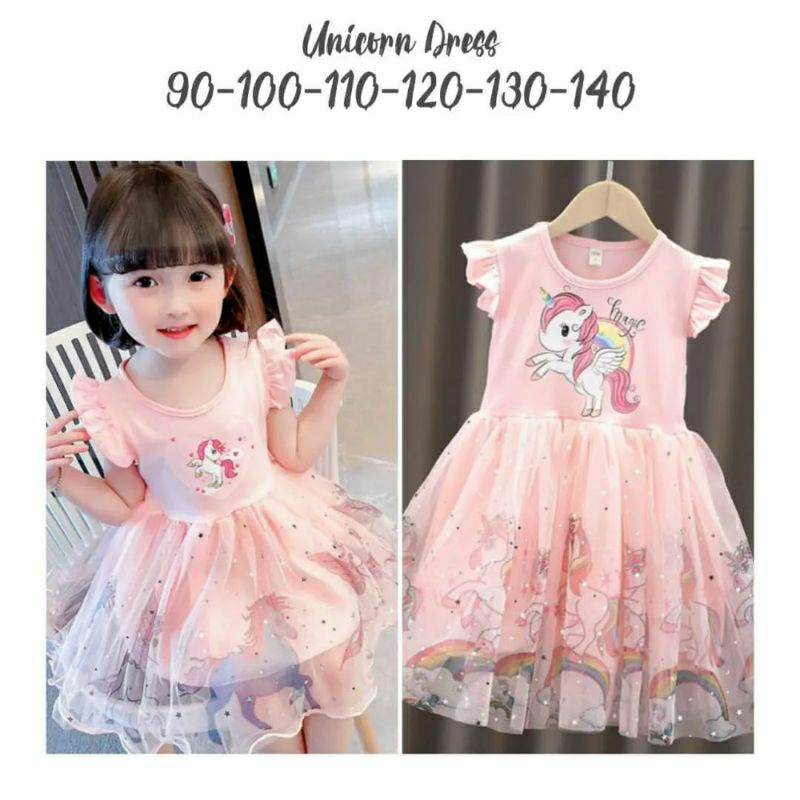 Dress Tutu Motif Unicorn/Dress Pesta/Dress Ultah/Unicorn Dress