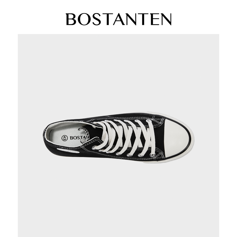 【New Arrival】BOSTANTEN Sepatu Hitam Kanvas Wanita High-top Casual Sneakers Fashion Sekolah,Kerja,Pesta Size 35-44