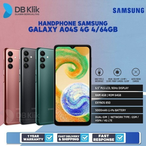 Handphone SAMSUNG GALAXY A04S 4G 4/64GB - A04s 4GB 64GB Garansi Resmi