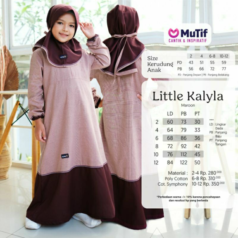 Mutif Sarimbit Kalyla Old Rose Maroon Khalil Litlle Mutif Little Khalil Baju Muslim Gamis Sarimbit Keluarga Family Series Terbaru Ori Lebaran 2023