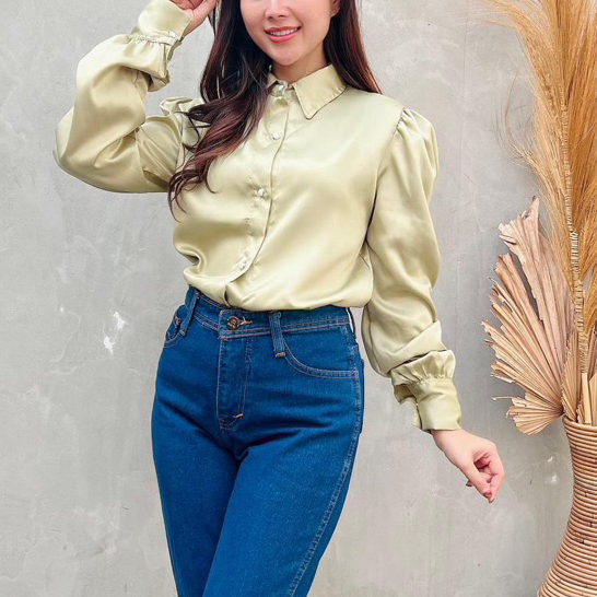 Bellpuff Sateen Silk SATEEN Blouse Atasan Wanita Terbaru