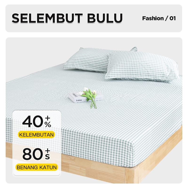 Rumah_kita2020 Sprei set dengan sarung bantal Motif cantik dan asthetic ukuran 180X200X25CM