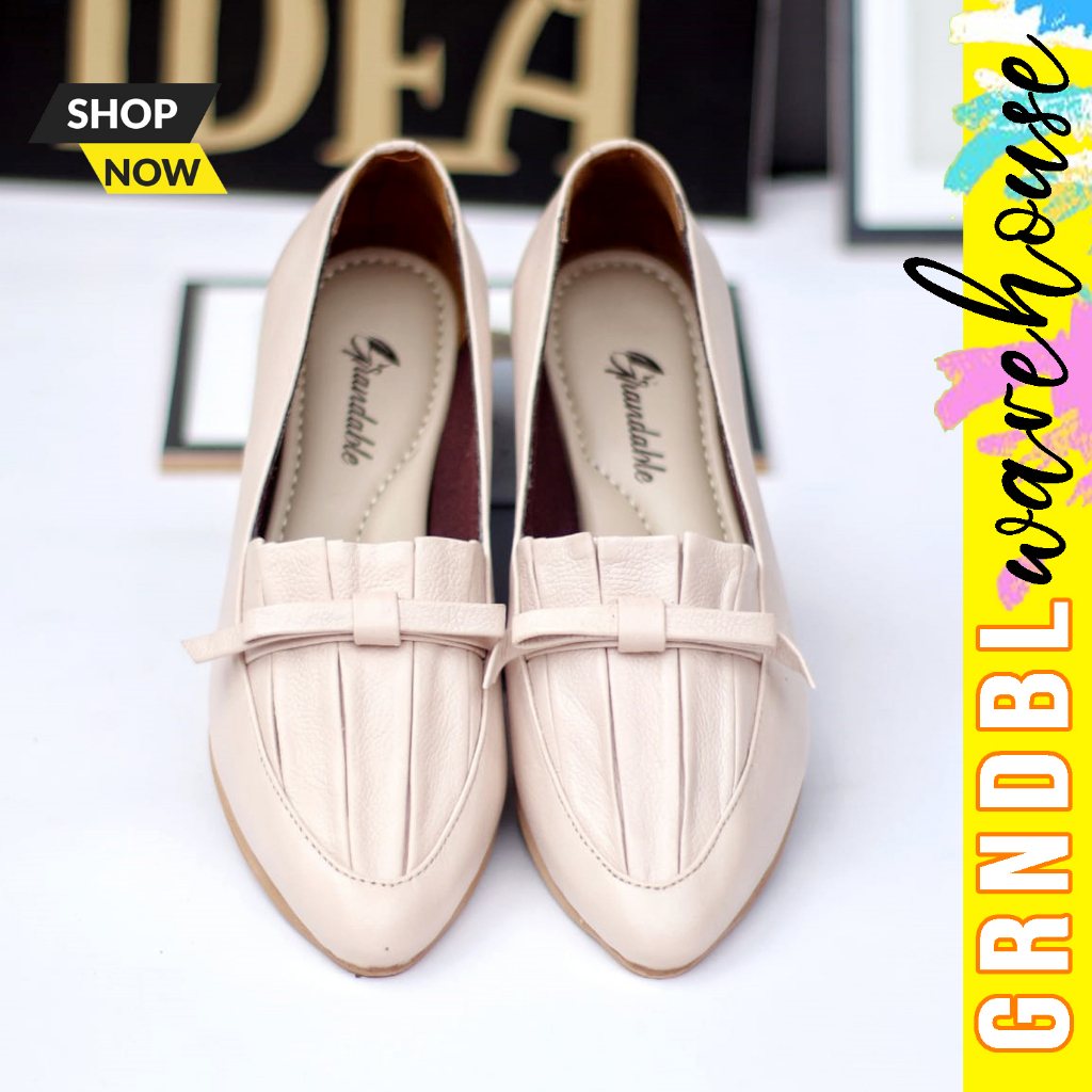 GRANDABLE CITRA Sepatu Flat Kulit Asli Casual Formal Kerja Kondangan Wanita Original Murah