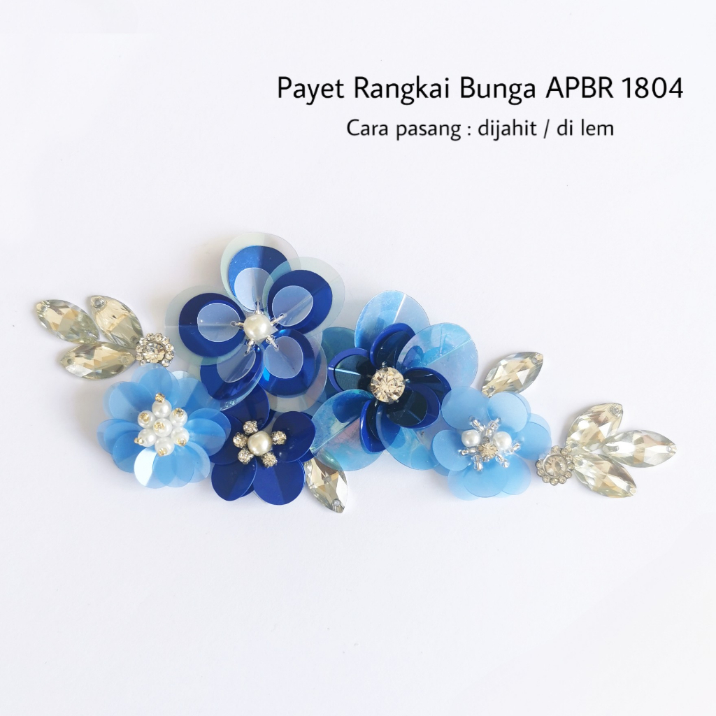payet bunga 3D APBR 1804 bahu lengan pinggang silver navy dark blue gaun pesta kebaya bali kebaya pe