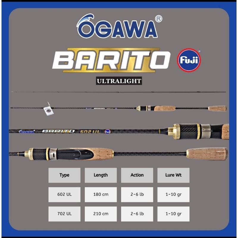 JORAN ULTRALIGHT OGAWA BARITO 602 UL 702 UL 2-6LB CARBON SOLID RING FUJI