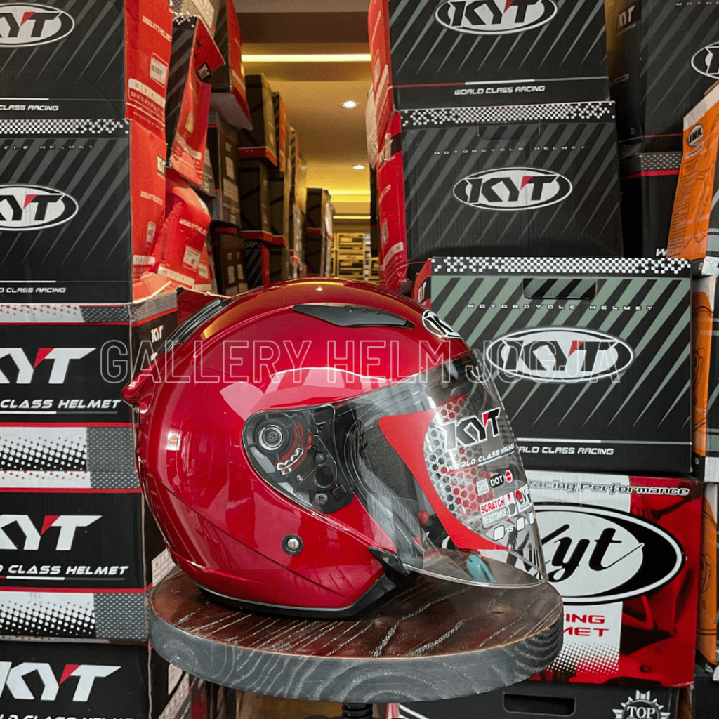 KYT Galaxy Flat R Solid Red Maroon / galaxy slide terbaru
