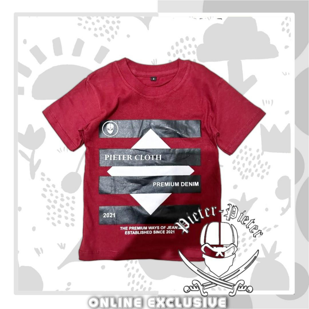 Baju Kaos Anak Distro Original Pieter PieterPremium Bahan Adem Umur 1th-12th Motif trendy