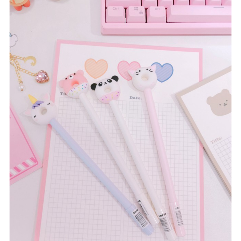 A77 BALLPOINT DONAT alat tulis kantor atk buku sekolah pulpen bulpen gel motif karakter lucu imut bolpen jel anak murah