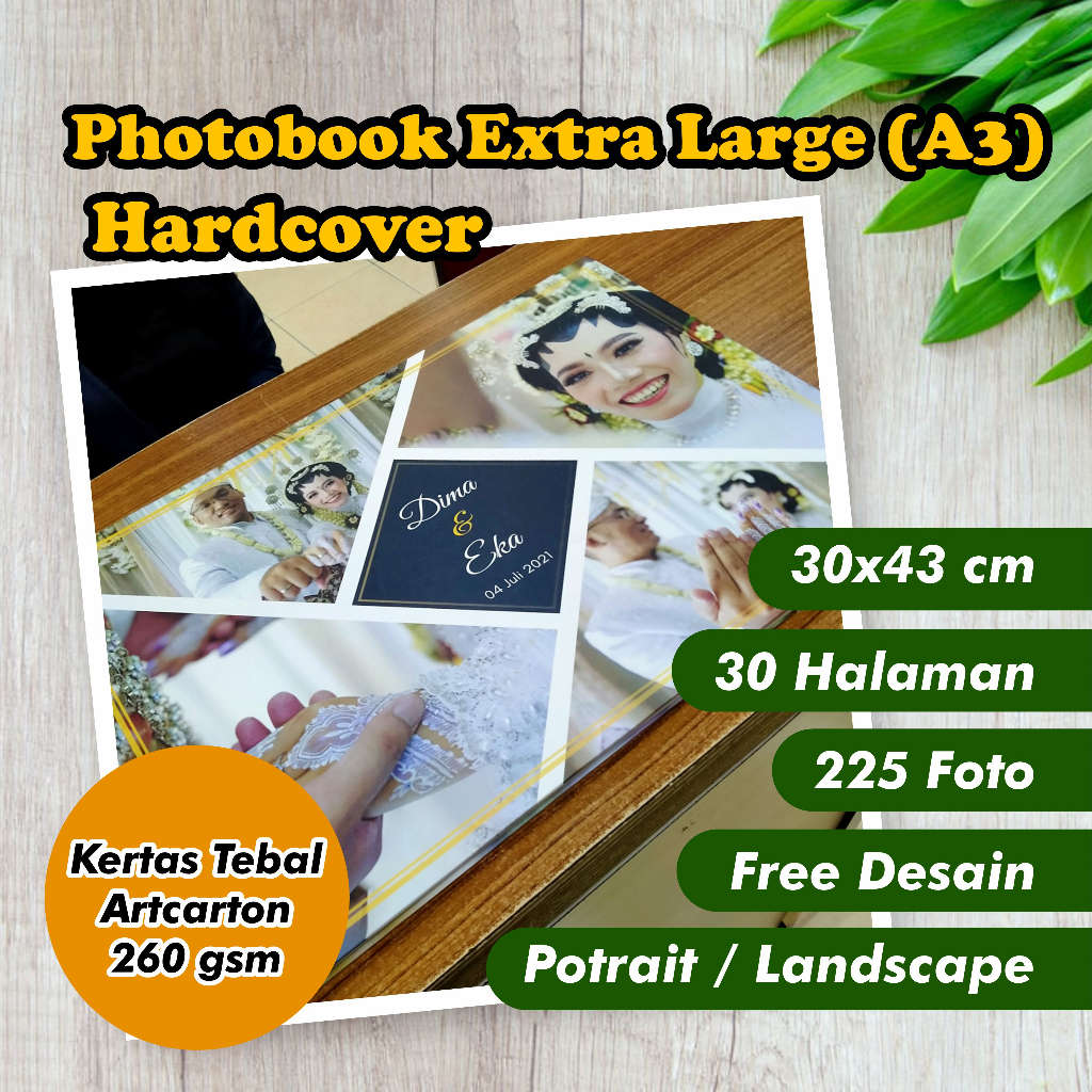 Photobook XL / A3 (30 hal) - 225 FOTO - 30 x 43 cm - Hardcover - Cetak Album Magazine Foto Book Kola