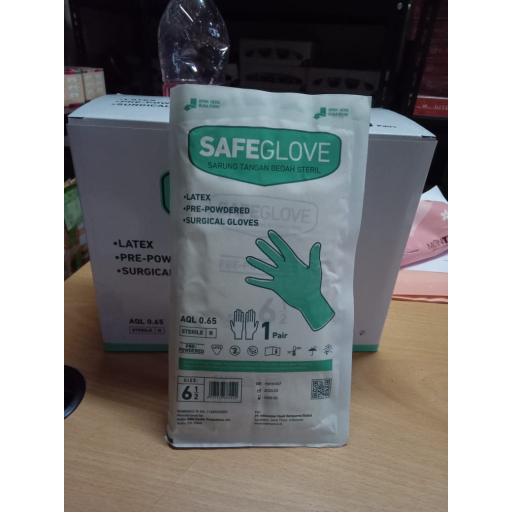 SARUNG TANGAN SURGICAL GLOVES STERIL / SARUNG TANGAN BEDAH STERIL SURGICAL GLOVES PER PAIR - SAFEGLOVE