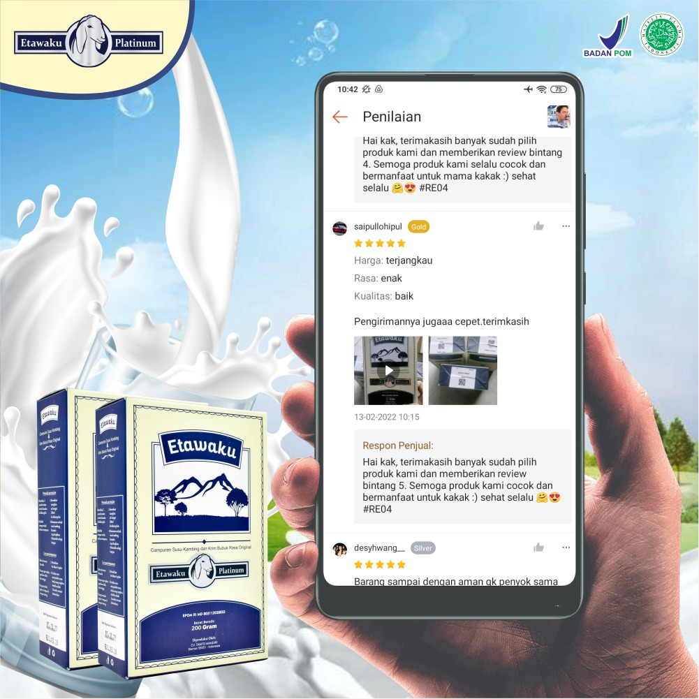 Paket 2 Box Etawalin Original -  Susu Kambing Etawa Asli Rendah Gula Anti Nyeri Sendi Isi 200 Gram