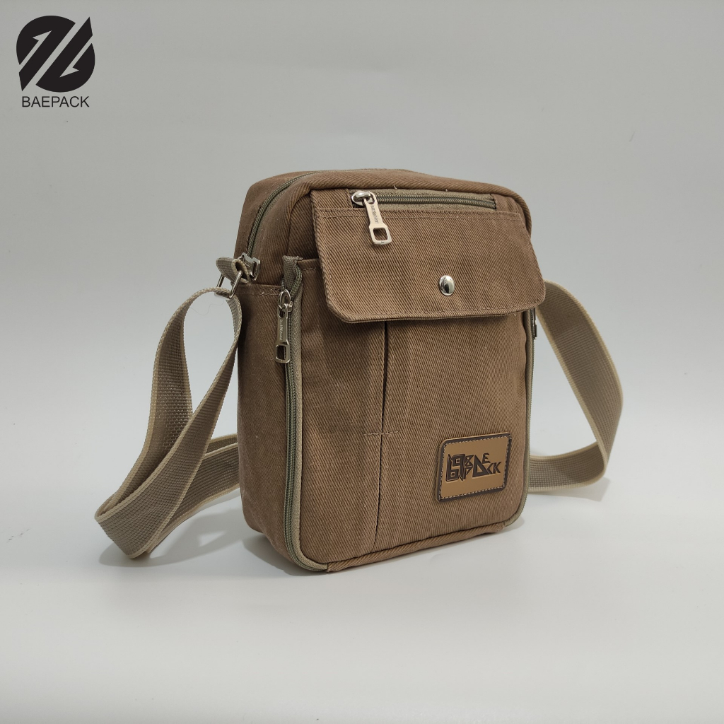 Tas Selempang Pria Premium Kanvas Xavier Navy Original Baepack / Sling Bag / Tas Bahu Cowok Canvas / Organizer Travel Bag