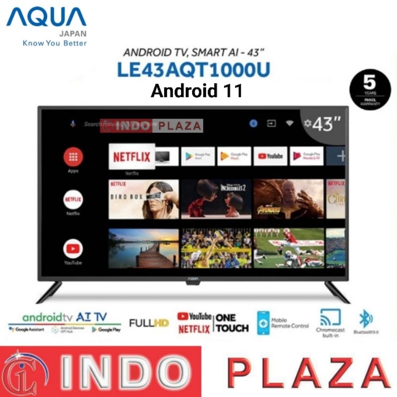 TV AQUA 43 INCH SMART ANDROID 43AQT1000U (LUAR MEDAN)