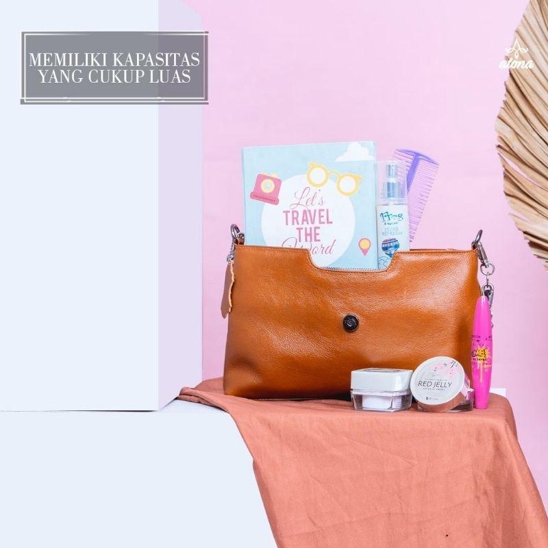 ALONA LEATHER Tas Slempang Branded Wanita Tas Selempang Bahu Jinjing Kulit Fashion Wanita Perempuan Alona Melinda Bag Terbaru Tas Rantai Lucu Tas Fashion Cewek Elegan Brand