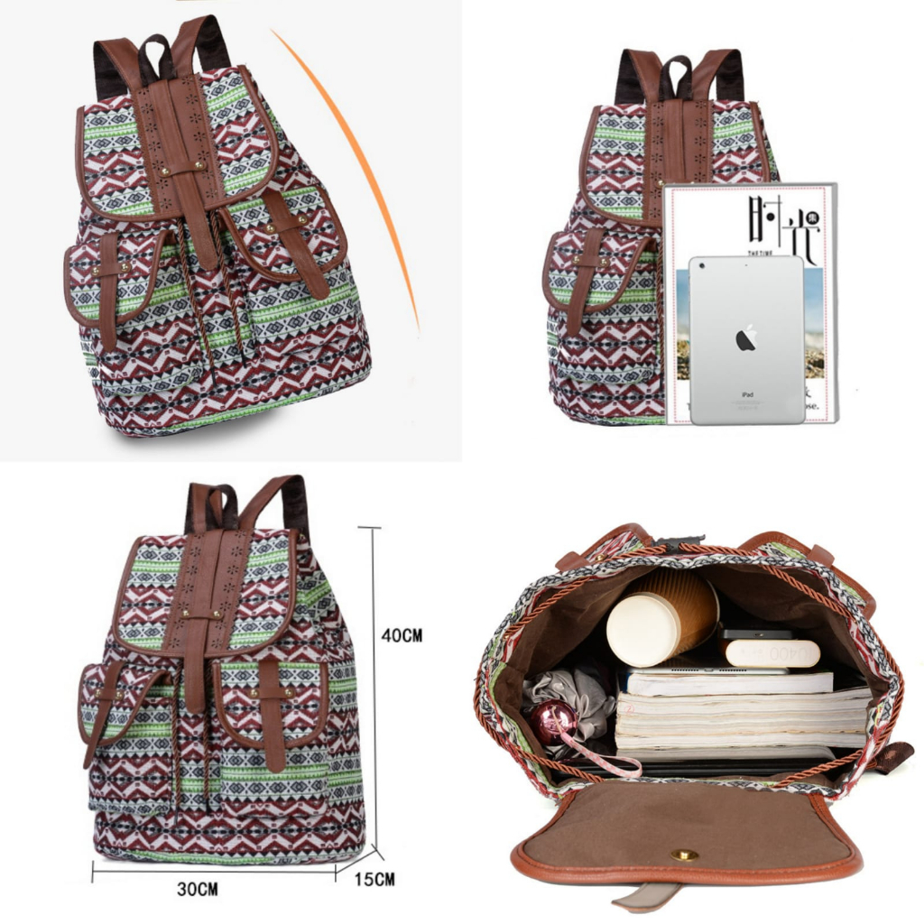 TAS RANSEL WANITA PREMIUM KANVAS MOTIF ETNIK VINTAGE MALTA TA805B7 IMPORT BACKPACK KOREA CEWEK GENDONG SEKOLAH PUNGGUNG BESAR KULIAH KERJA MURAH BATAM KEKINIAN REMAJA