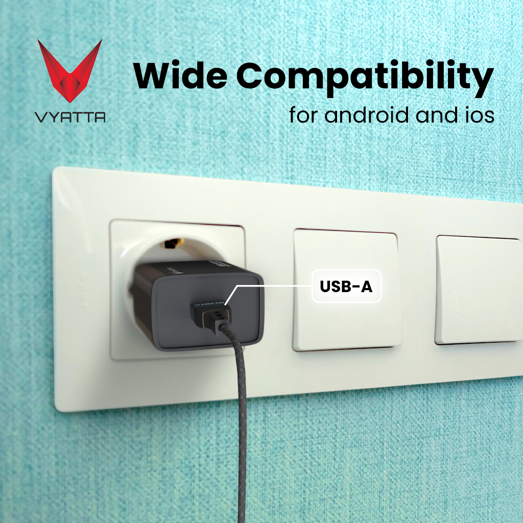 VYATTA CHARGER CASAN 2.4A FAST CHARGING WIDE COMPATIBILITY ANDROID IOS