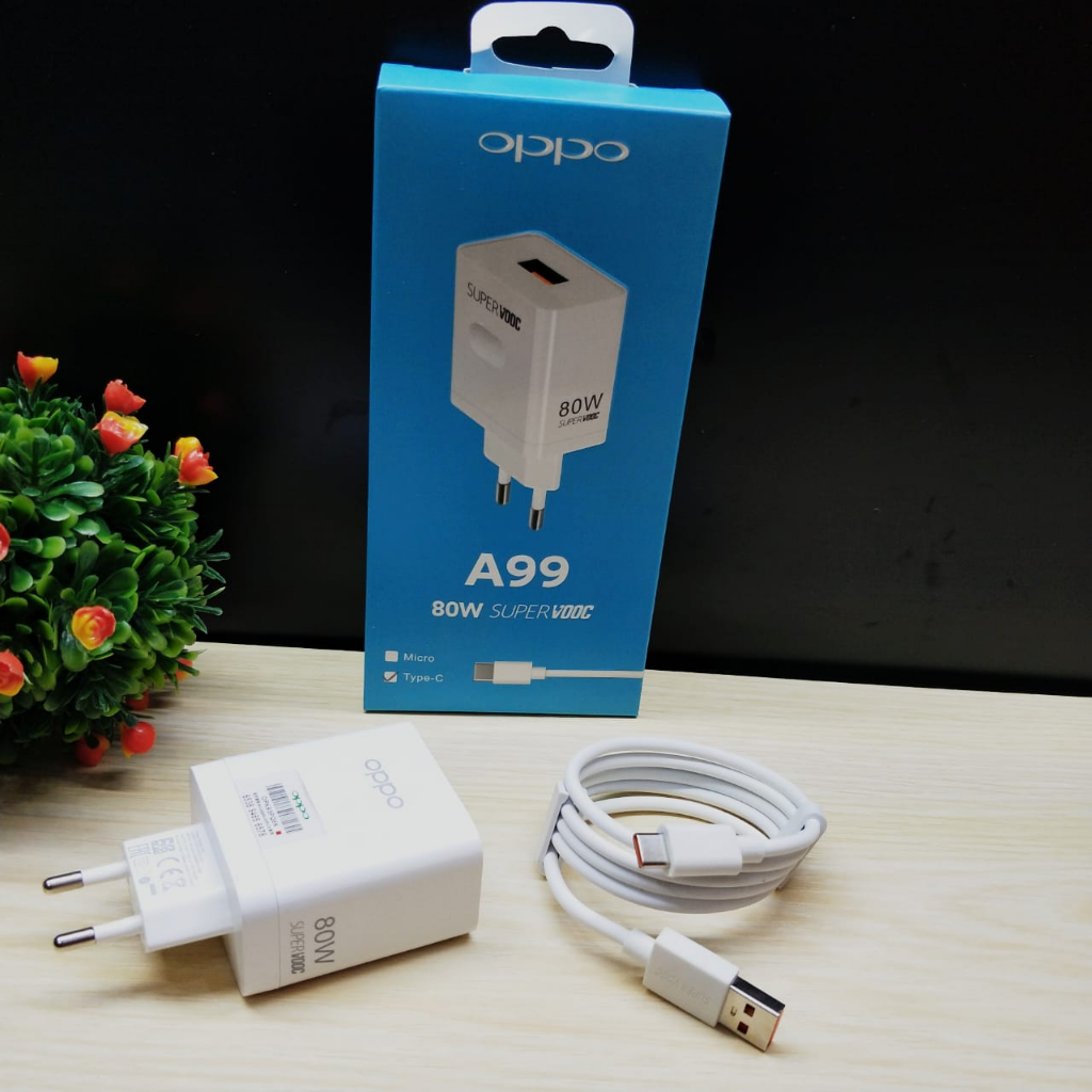 sale cuci gudang Charger oddo A99 80W Super Vooc Power Adapter + kabel micro dan type-c