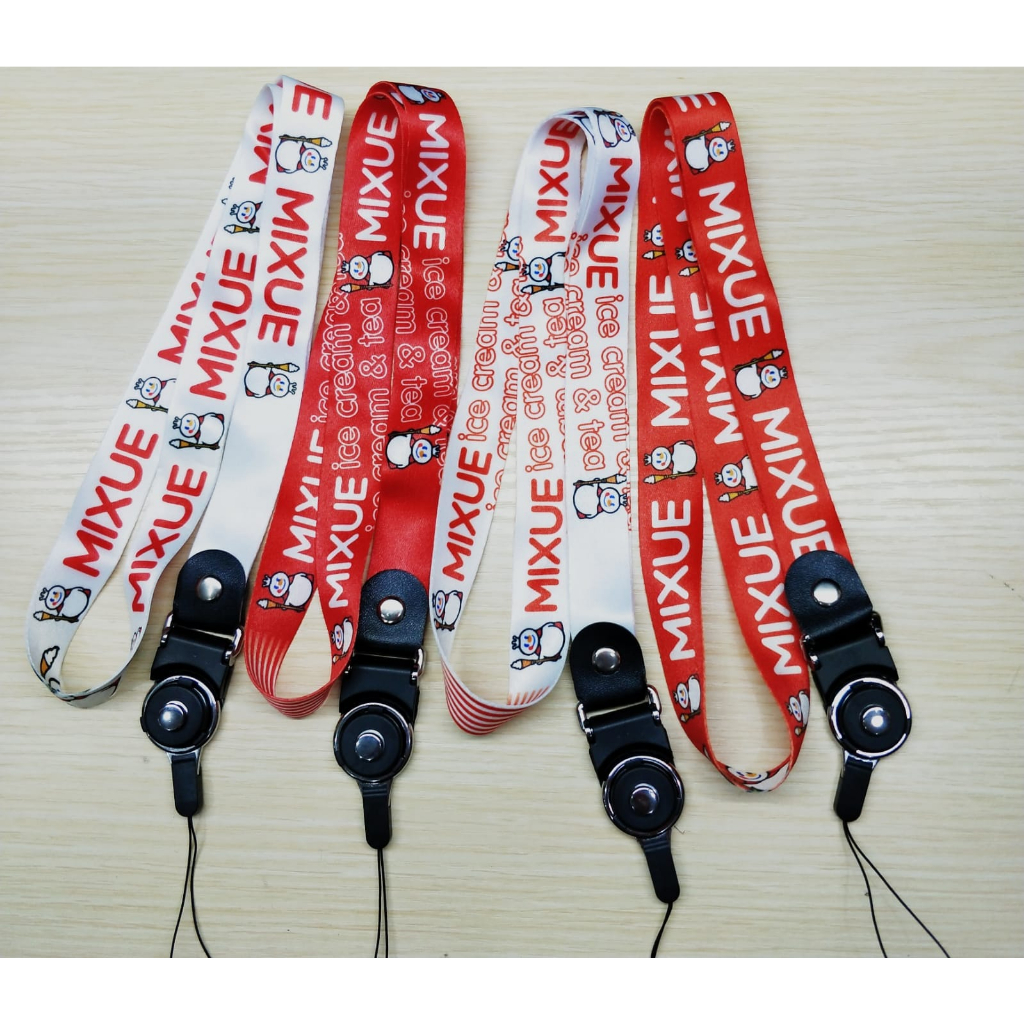 TALI LANYARD MIXUE SINCE 1997 ICE CREAM &amp; TEA | TALI GANTUNGAN HP NAME TAGE ID CARD / TALI LEHER | GANTUNGAN HP BY.MINIGO