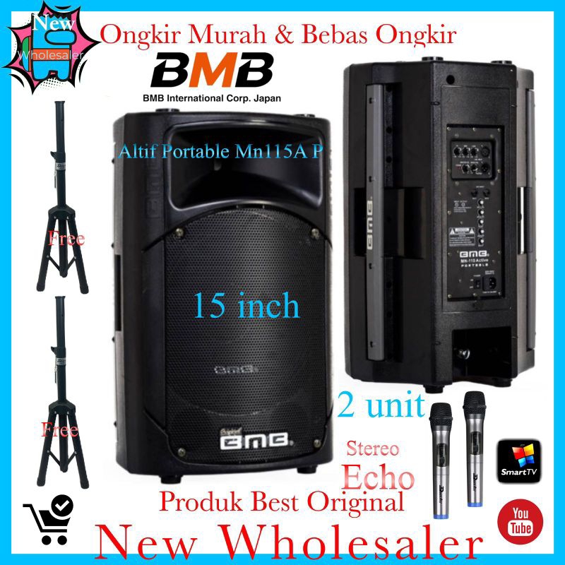 Speaker Sound BMB Mn115A series portable Echo Mic 15 inch 2 unit Resmi Garansi