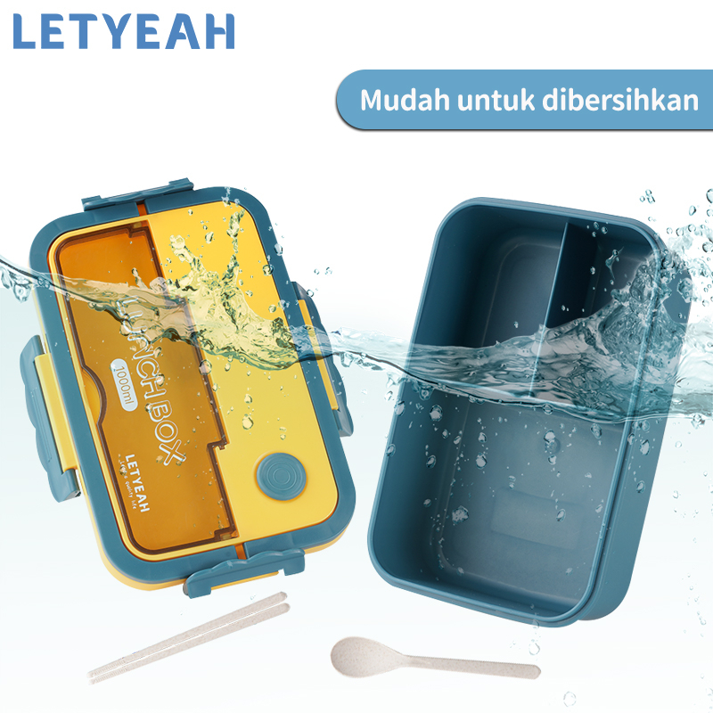 letyeah Tempat bekal makan anti tumpah 1000ml lunch box 3 grid kotak makan/Bpa free