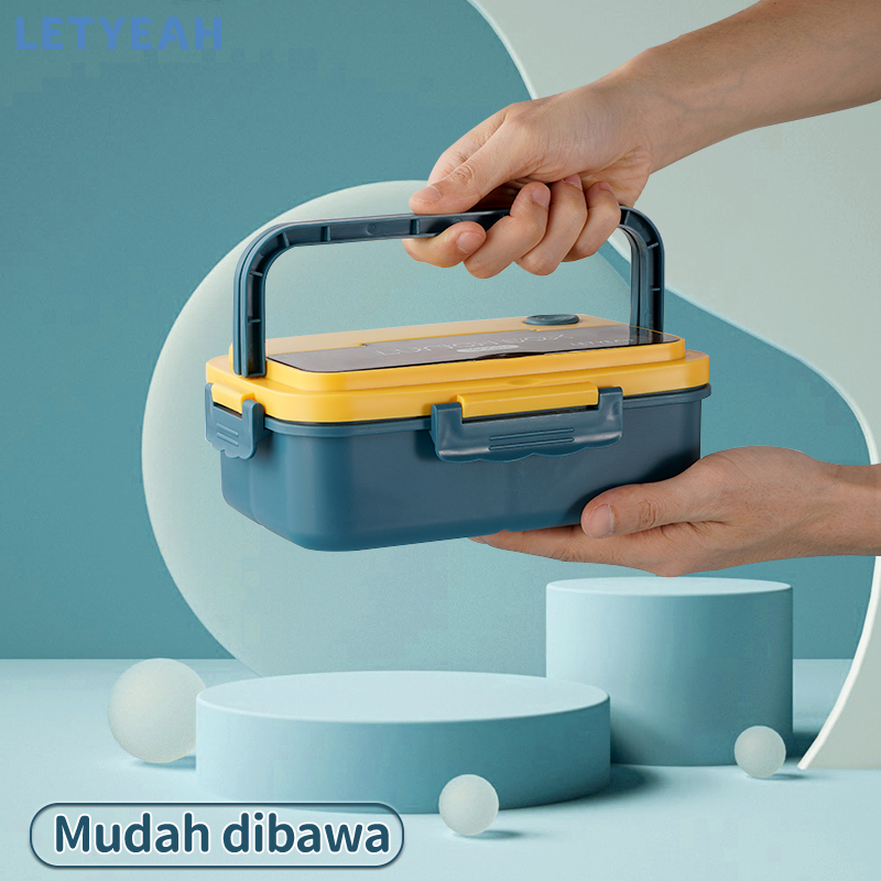 letyeah Tempat bekal makan anti tumpah 1000ml lunch box 3 grid kotak makan/Bpa free