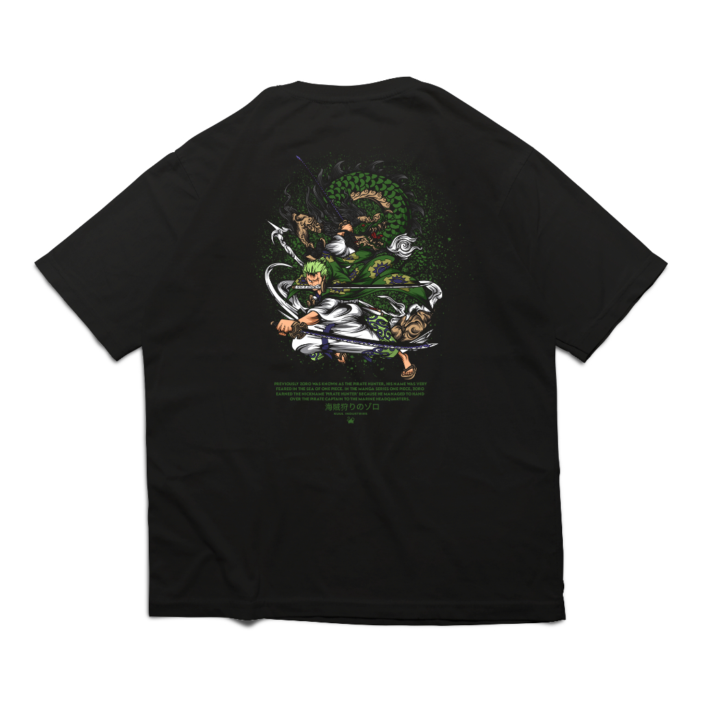 KAOS RORONOA ZORO HITAM | Kaos One Piece | Kaos Anime | Baju Distro Pria Wanita - KUUL INDUSTRIES