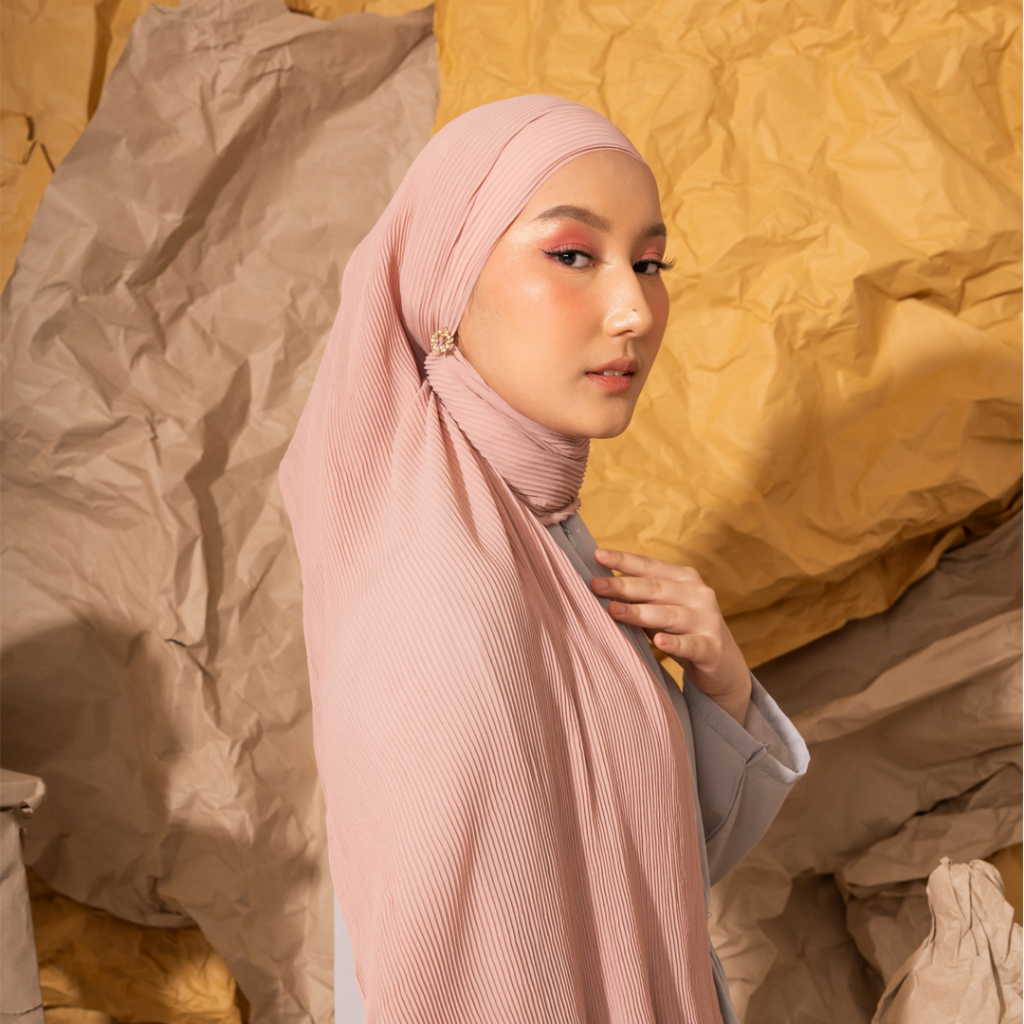 Clearance Sale - ZM Zaskia Mecca - Kyomi Series Earth Tone Satin Pashmina