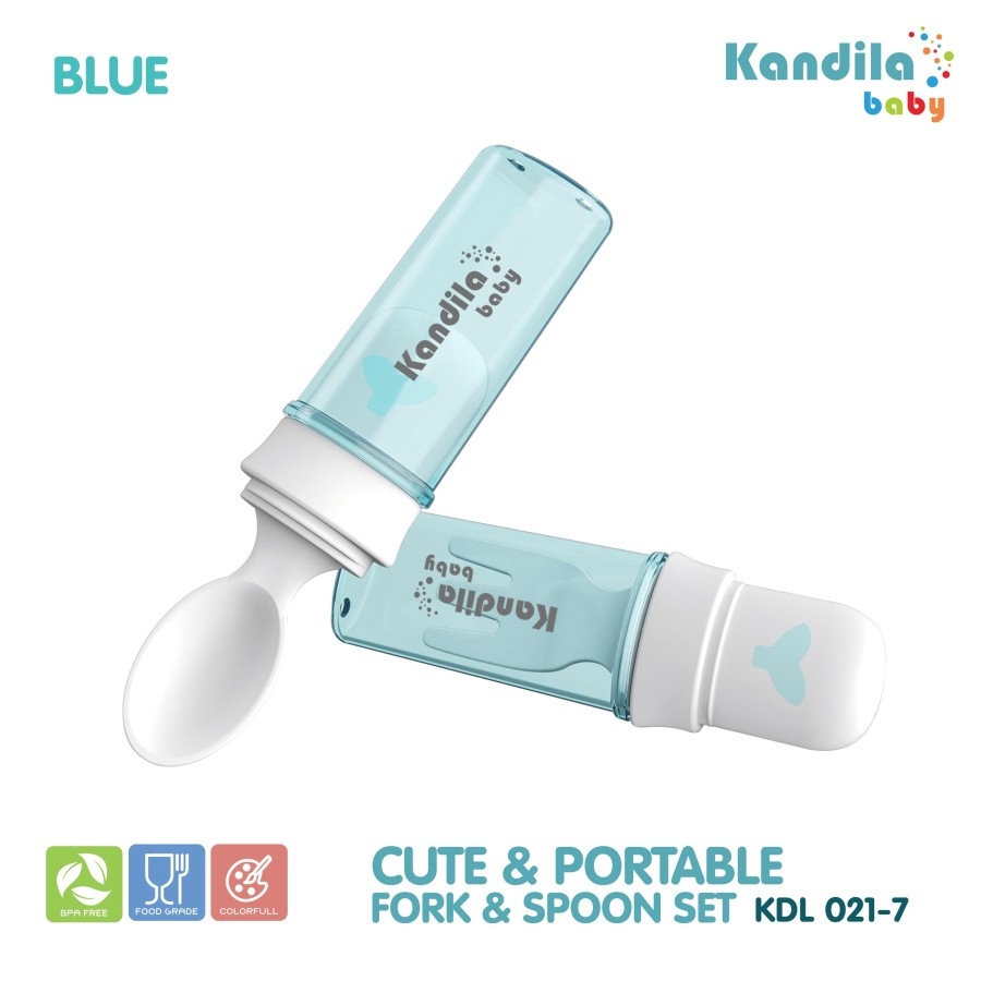 Sendok Makan Bayi Anak Kandila Cute &amp; Portable Fork &amp; Spoon / KDL 021-7