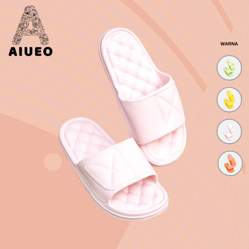 AIUEO Sandal Kamar Rumah Sendal Karet Kamar Mandi Empuk Anti Slip EVA 666 | Sendal Flip Flop Anti Slip Warna Kuning Pink