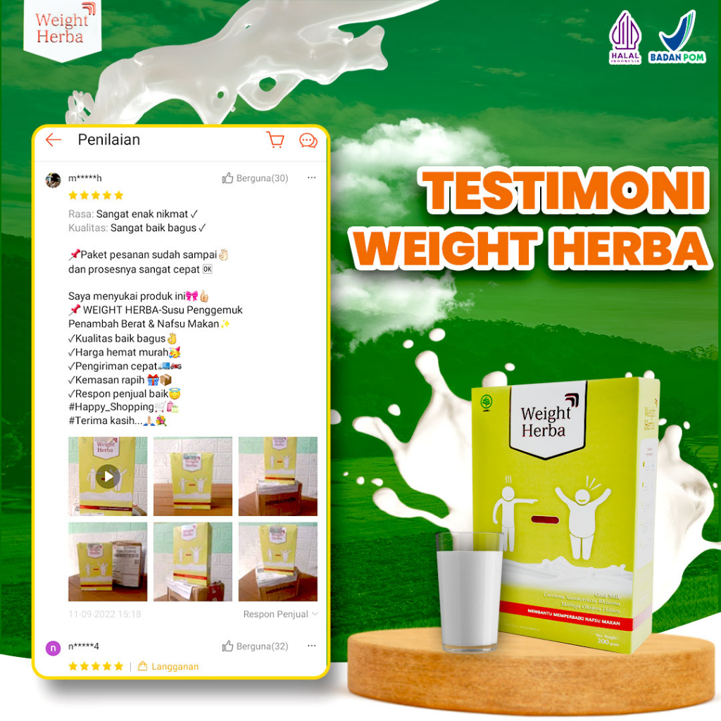 WEIGHT HERBA 100% Original | Susu Penggemuk &amp; Penambah Berat Badan | Tingkatkan Nafsu Makan | COD Gratis Ongkir