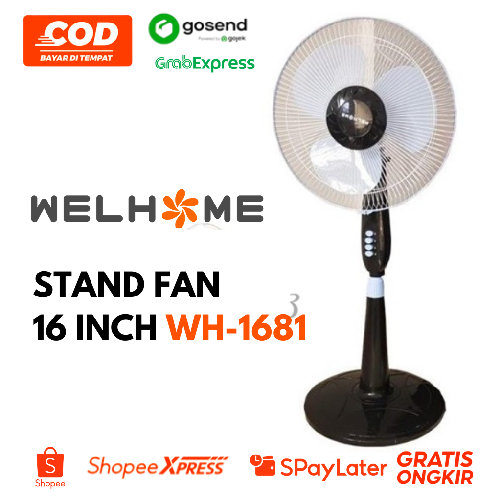 Kipas Angin Fan WELHOME WH-1681 Kipas Berdiri 16 Inch