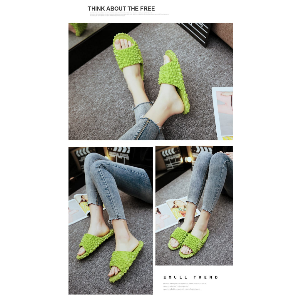 Gobra ♕ SA032 Sandal Empuk Eva Rumah Bentuk Durian Lucu Sendal Motif Ringan Empuk Santai Import Murah COD