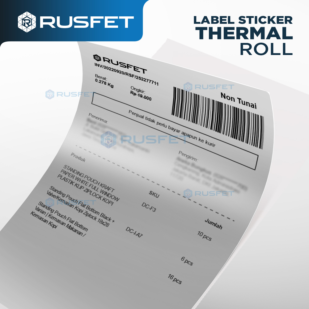 

bib Stiker Thermal Label Barcode/Label Resi Thermal 100 x 150mm
