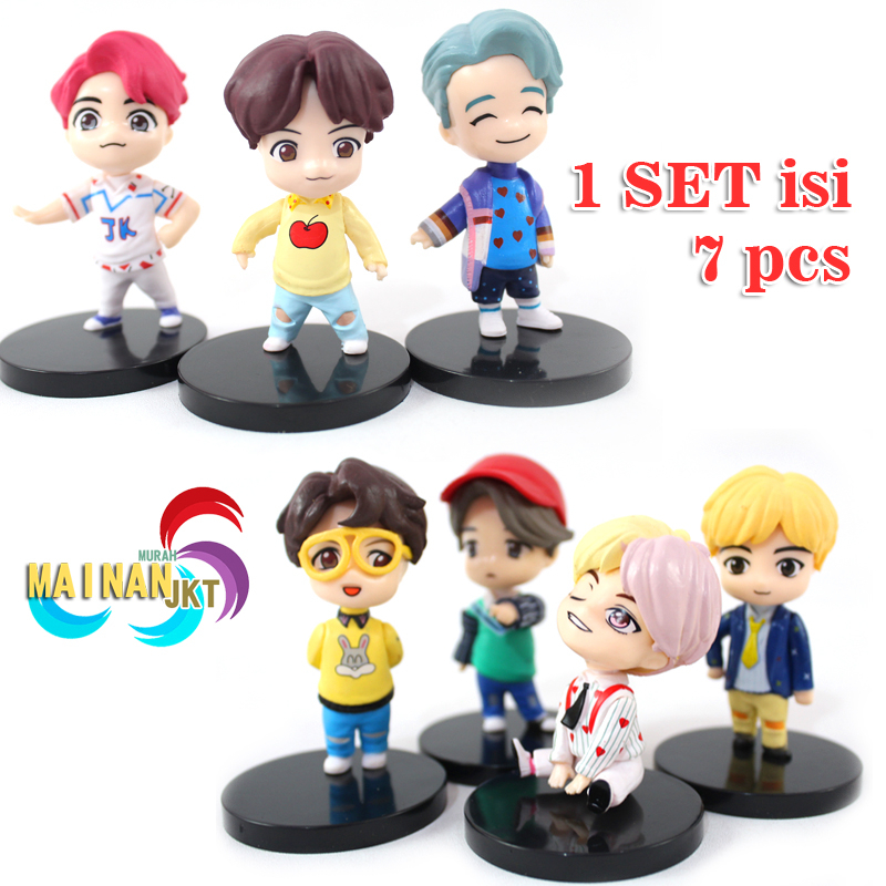 MAINANKEI MAINAN ANAK FIGURE BTS  SET ISI 7 CAKE TOPPER HIASAN KUE FIGURE BERKARAKTER