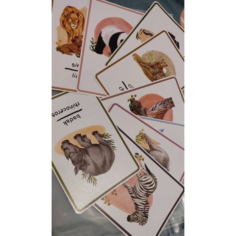Flashcard Animal Montessori | Flashcard Hewan Ukuran Besar | Falshcard Hewan Aesthetic