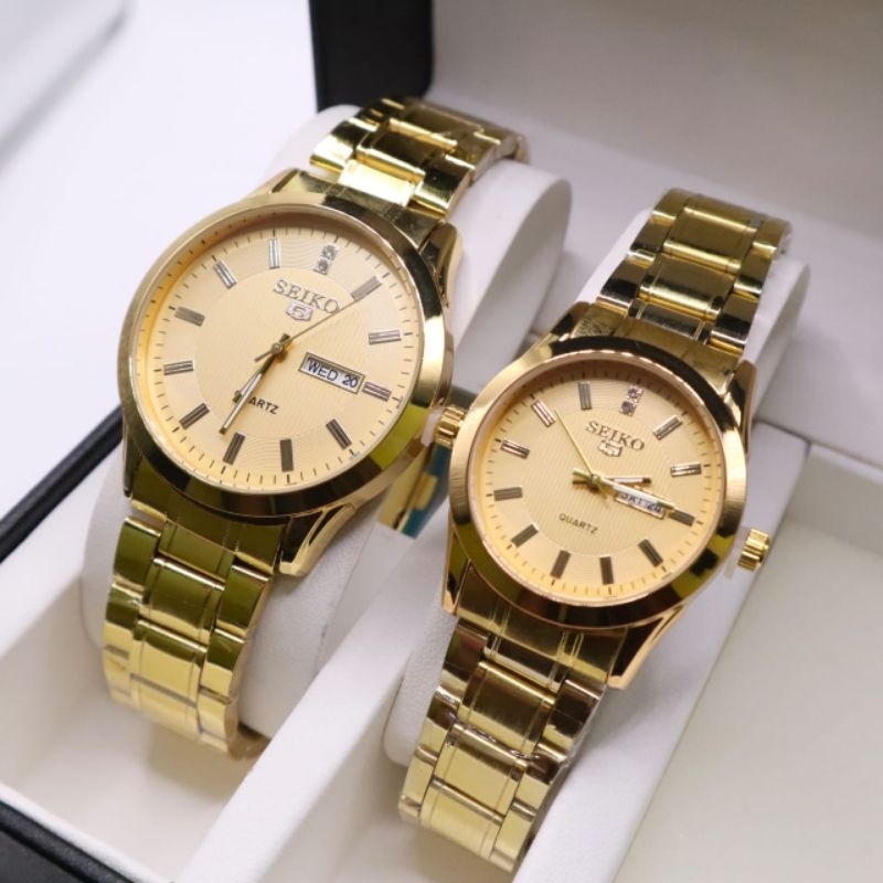 TERMURAAAAAH/Jam Tangan Couple Terlaris /Jam Tangan Rantai Stainless Tanggal Hari Aktif Free Bok