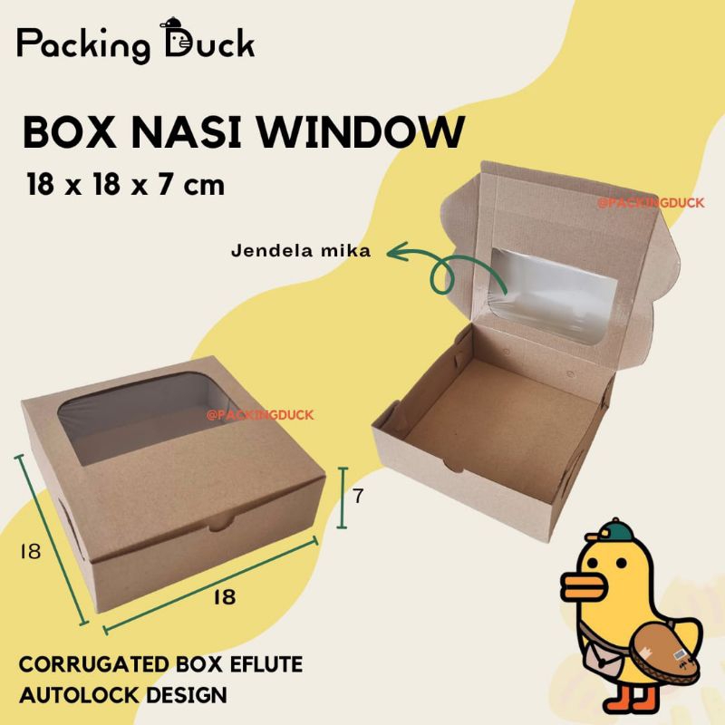 

(MIN ORDER 25 PCS) DUS BOX NASI WINDOW 18x18x7 / BOX CATERING / BOX NASI MIKA / BOX NASI JENDELA