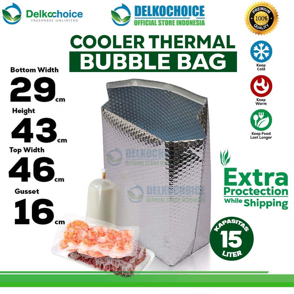 Cooler Alu Foil Bubble Bag Packaging Makanan Minuman Frozen Tahan Suhu