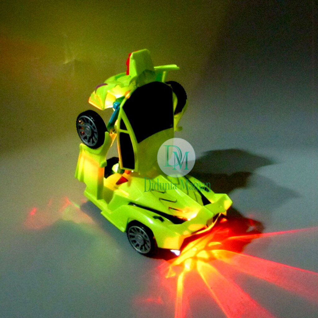 Mainan edukasi mobil mobilan super car lampu robot transformers
