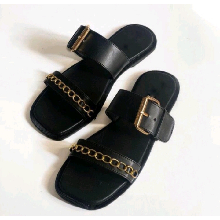 Invincible Sandal Wanita Kekinian Flat Rantai Sendal Cantik Terbaru  2023