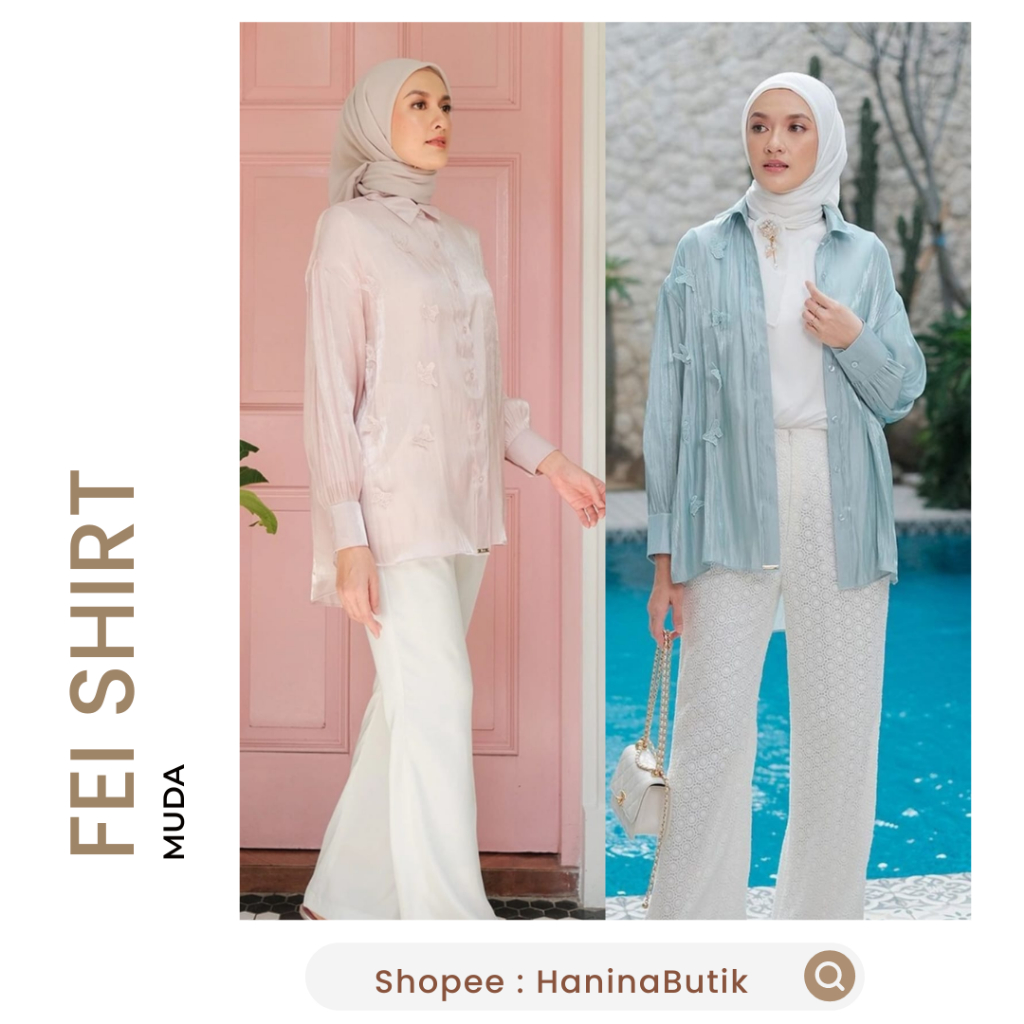 (𝗦𝗜𝗔𝗣 𝗞𝗜𝗥𝗜𝗠) FEI SHIRT by MUDA | FEI SHIRT MUDAOFFICIAL | SHIMMER SILK SHIRT KEMEJA ATASAN PREMIUM