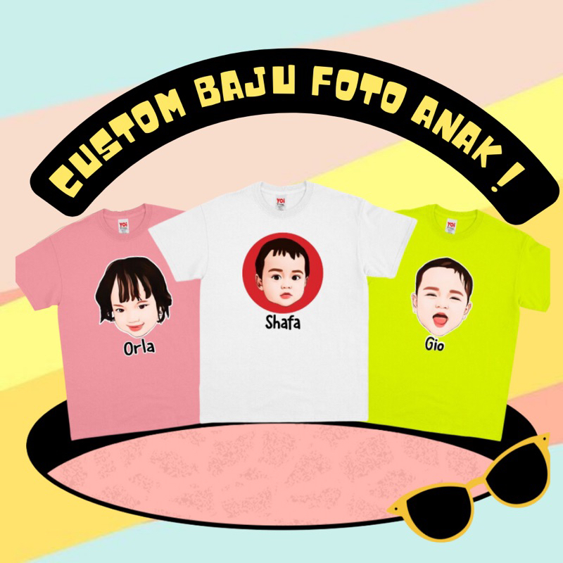 Kaos Anak Custom Foto Kartun XXL XXXL