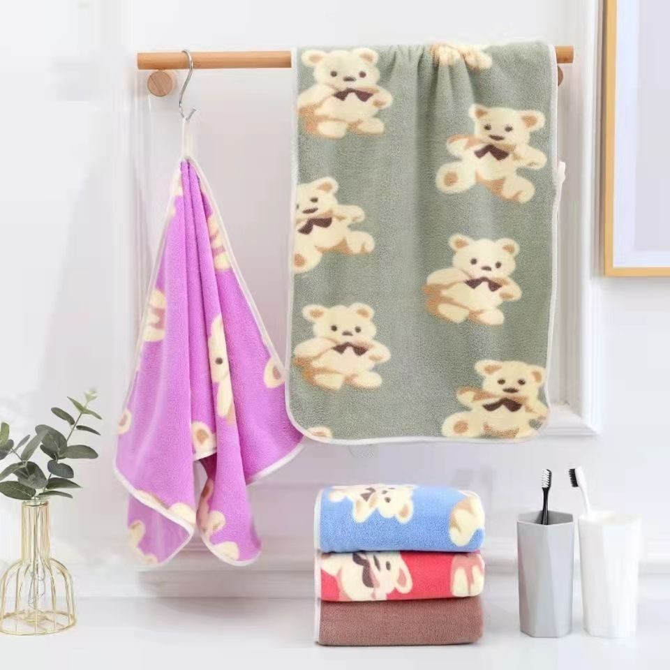 Handuk Mandi Dewasa 70x140 cm handuk motif bear MICROFIBER Import