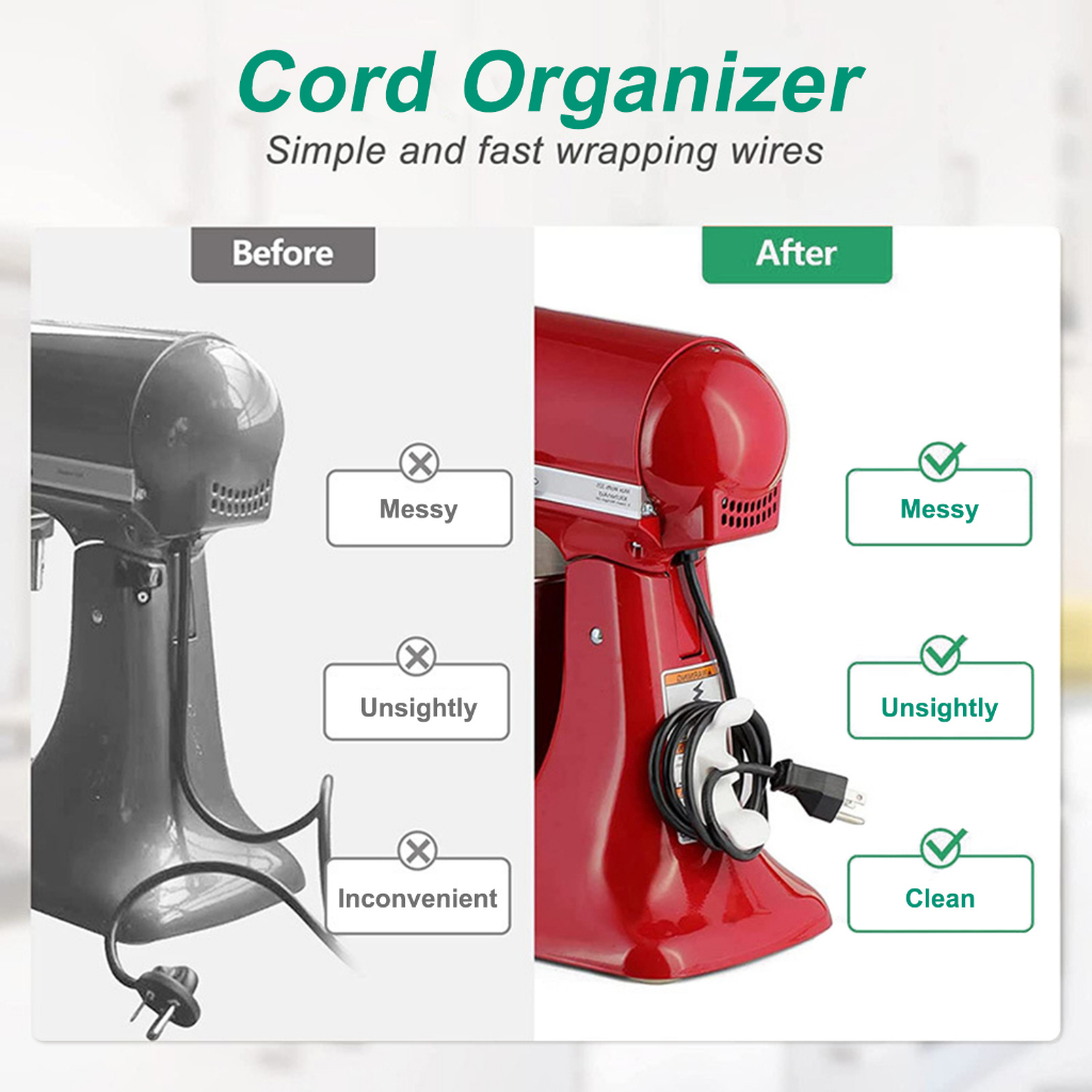 YGRETTE - Exryhon Holder Kabel Organizer Sticky Cord Wrapper for Appliances 4PCS PERALATAN ELEKTRONIK JUICER MAGIC JAR