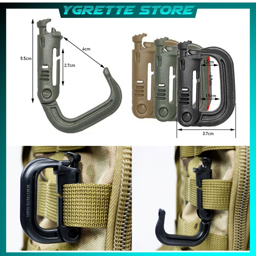 YGRETTE - D Ring Buckle Carabiner with Quickdraw - K307 KARABINER TAS OUTDOOR BUCKLE ABS PLASTIK BESAR BIG