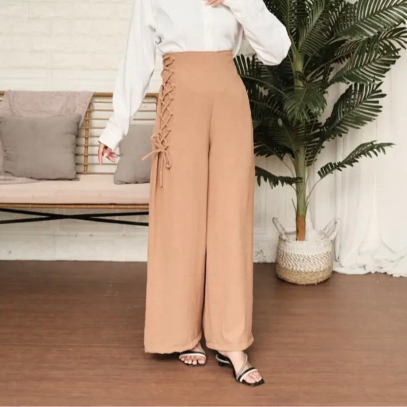 ALICE PANTS KULOT CRINKLE HIGHWAIST - Cirebon Cloth | KULOT TALI SIMPUL KOREAN STYLE | LOOSE PANTS