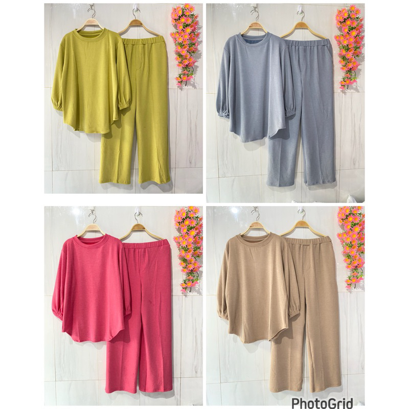 setcel kaos knit aster oversize setcel wanita setelan celana wanita kaos knit